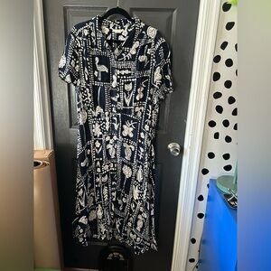 Gorman Navy and Cream Patterned Maxi Dress